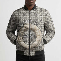 Renenutet Bomber Puffer Jacket with Bread Ring and Eye of Horus in Egyptian Nourishment