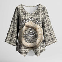 Renenutet Kimono Sleeve Blouse with Bread Ring and Eye of Horus in Egyptian Nourishment