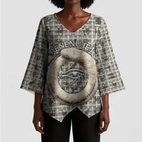 Renenutet Kimono Sleeve Blouse with Bread Ring and Eye of Horus in Egyptian Nourishment