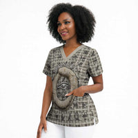 Renenutet Scrub Top with Bread Ring and Eye of Horus in Egyptian Nourishment