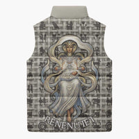 Renenutet Sleeveless Puffer Jacket with Bread Ring and Eye of Horus in Egyptian Nourishment