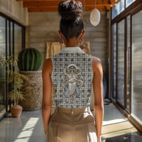 Renenutet Women Sleeveless Polo Shirt with Bread Ring and Eye of Horus in Egyptian Nourishment