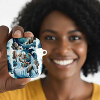 Satis Water Torrent AirPods Case with Egyptian Flood Symbolism in Oceanic Blue Tones