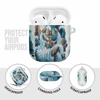 Satis Water Torrent AirPods Case with Egyptian Flood Symbolism in Oceanic Blue Tones
