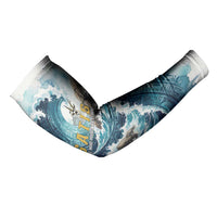 Satis Water Torrent Arm Sleeves with Egyptian Flood Symbolism in Oceanic Blue Tones