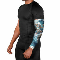 Satis Water Torrent Arm Sleeves with Egyptian Flood Symbolism in Oceanic Blue Tones