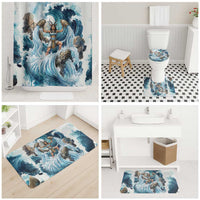 Satis Water Torrent Bathroom Set with Egyptian Flood Symbolism in Oceanic Blue Tones