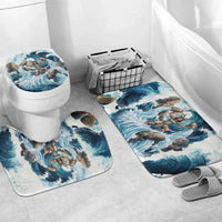 Satis Water Torrent Bathroom Set with Egyptian Flood Symbolism in Oceanic Blue Tones