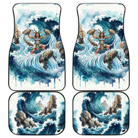 Satis Water Torrent Car Mats with Egyptian Flood Symbolism in Oceanic Blue Tones