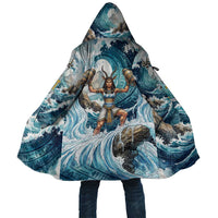 Satis Water Torrent Cloak with Egyptian Flood Symbolism in Oceanic Blue Tones