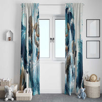 Satis Water Torrent Window Curtain with Egyptian Flood Symbolism in Oceanic Blue Tones