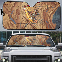 Satis Auto Sun Shade with Fiery Bow and Arrow in Ancient Egyptian Warrior