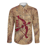 Satis Long Sleeve Button Shirt with Fiery Bow and Arrow in Ancient Egyptian Warrior