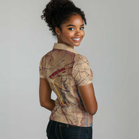 Satis Women Polo Shirt with Fiery Bow and Arrow in Ancient Egyptian Warrior