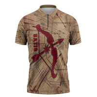 Satis Zipper Polo Shirt with Fiery Bow and Arrow in Ancient Egyptian Warrior