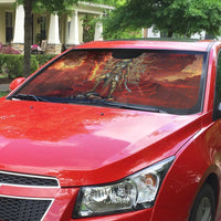 Sekhmet Auto Sun Shade Egyptian Fiery Lioness Head and Ancient Warrior