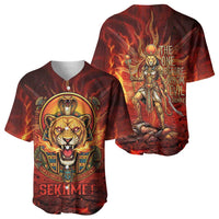 Sekhmet Baseball Jersey Egyptian Fiery Lioness Head and Ancient Warrior