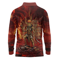 Sekhmet Long Sleeve Polo Shirt Egyptian Fiery Lioness Head and Ancient Warrior