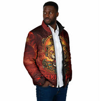 Sekhmet Padded Jacket Egyptian Fiery Lioness Head and Ancient Warrior