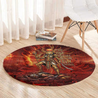 Sekhmet Round Carpet Egyptian Fiery Lioness Head and Ancient Warrior