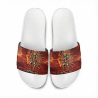 Sekhmet Slide Sandals Egyptian Fiery Lioness Head and Ancient Warrior