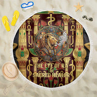 Sekhmet Beach Blanket with Eye of Ra and Sacred Lion Symbol in Egyptian Healer