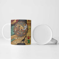 Sekhmet Ceramic Mug with Eye of Ra and Sacred Lion Symbol in Egyptian Healer