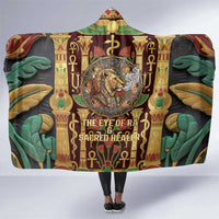 Sekhmet Hooded Blanket with Eye of Ra and Sacred Lion Symbol in Egyptian Healer