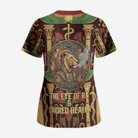 Sekhmet Scrub Top with Eye of Ra and Sacred Lion Symbol in Egyptian Healer