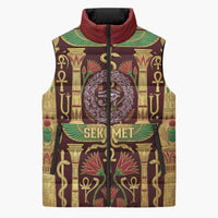 Sekhmet Sleeveless Puffer Jacket with Eye of Ra and Sacred Lion Symbol in Egyptian Healer
