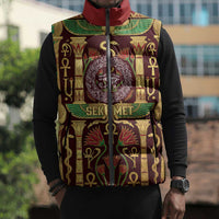 Sekhmet Sleeveless Puffer Jacket with Eye of Ra and Sacred Lion Symbol in Egyptian Healer