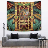 Sekhmet Tapestry with Eye of Ra and Sacred Lion Symbol in Egyptian Healer