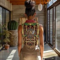 Sekhmet Women Sleeveless Polo Shirt with Eye of Ra and Sacred Lion Symbol in Egyptian Healer