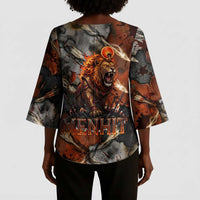Menhit Egyptian Kimono Sleeve Blouse Warrior Goddess Fiery Lion Eye Arrows and Blood Battle