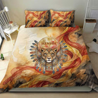 Menhit Bedding Set Lioness Warrior Goddess Uraeus Serpent Fire and Feathers Ancient Egyptian