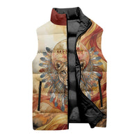 Menhit Sleeveless Puffer Jacket Lioness Warrior Goddess Uraeus Serpent Fire and Feathers Ancient Egyptian