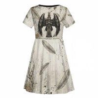 Mut Kid Short Sleeve Dress Vulture Queen Egyptian Mother Goddess Wings Feathers