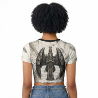 Mut Raglan Cropped T shirt Vulture Queen Egyptian Mother Goddess Wings Feathers