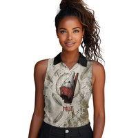 Mut Women Sleeveless Polo Shirt Vulture Queen Egyptian Mother Goddess Wings Feathers