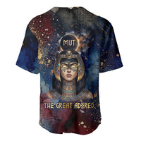 Mut Baseball Jersey The Lioness of Thebes Egyptian Goddess Cosmic Crown Adorned Warrior Queen Design