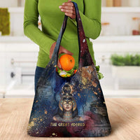 Mut Grocery Bag The Lioness of Thebes Egyptian Goddess Cosmic Crown Adorned Warrior Queen Design