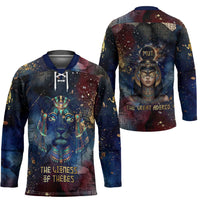 Mut Hockey Jersey The Lioness of Thebes Egyptian Goddess Cosmic Crown Adorned Warrior Queen Design