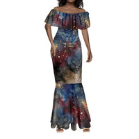 Mut Mermaid Dress The Lioness of Thebes Egyptian Goddess Cosmic Crown Adorned Warrior Queen Design