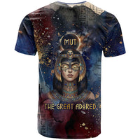 Mut T shirt The Lioness of Thebes Egyptian Goddess Cosmic Crown Adorned Warrior Queen Design
