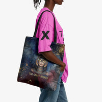 Mut Tote Bag The Lioness of Thebes Egyptian Goddess Cosmic Crown Adorned Warrior Queen Design
