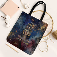 Mut Tote Bag The Lioness of Thebes Egyptian Goddess Cosmic Crown Adorned Warrior Queen Design