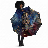 Mut Umbrella The Lioness of Thebes Egyptian Goddess Cosmic Crown Adorned Warrior Queen Design