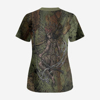 Neith Egyptian Scrub Top War Goddess Terrifying One Dual Spears and Shield Battle Worn