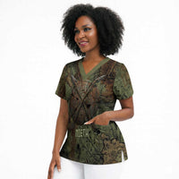 Neith Egyptian Scrub Top War Goddess Terrifying One Dual Spears and Shield Battle Worn