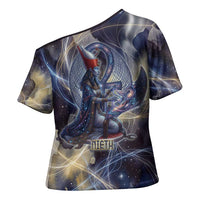 Neith Egyptian Cross Shoulder Shirt Goddess Mother of All Cosmic Threads